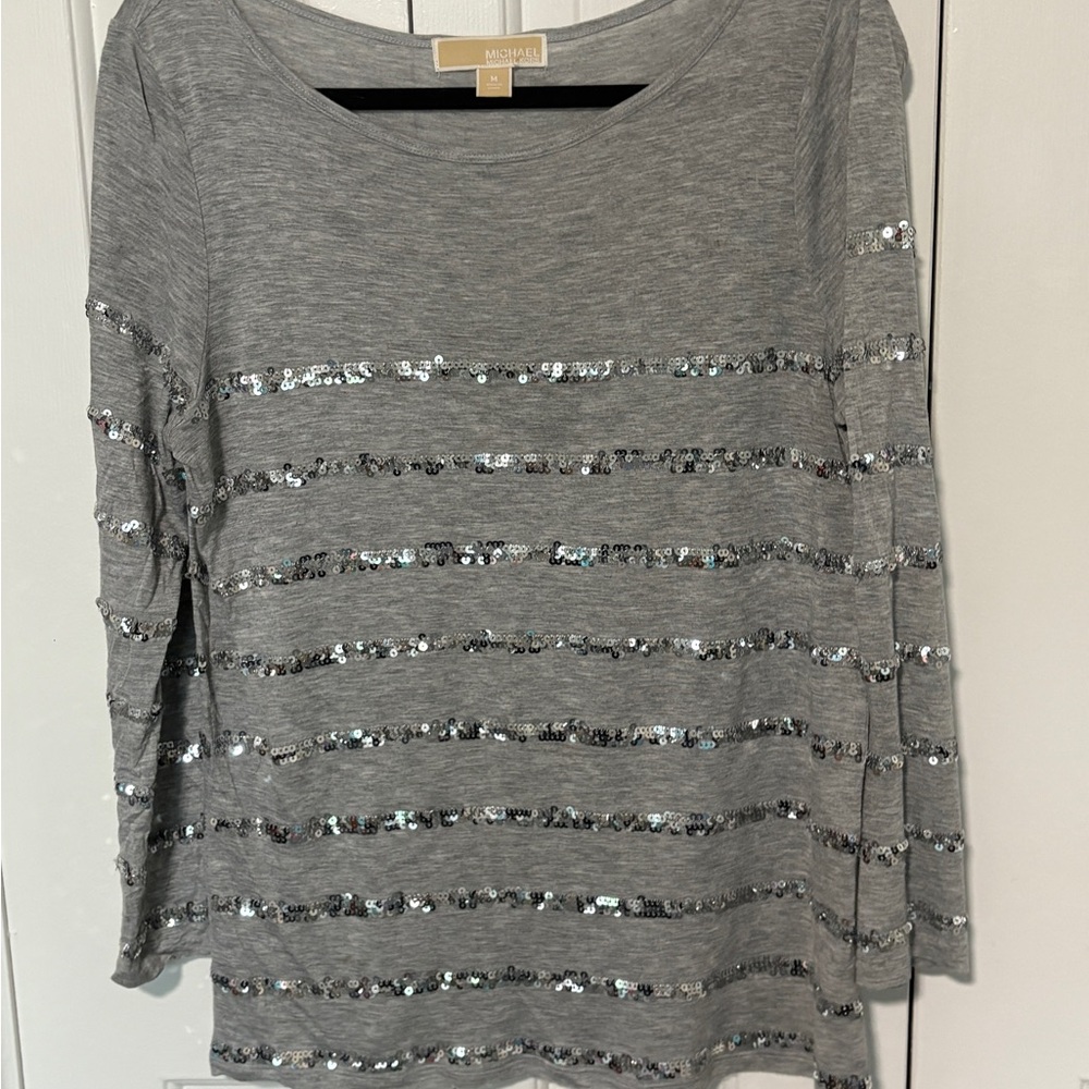 Michael Kors Gray Sequin Blouse